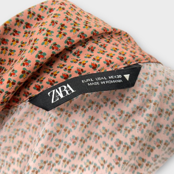 Zara Floral Print Silky Long Sleeve Button Front Shirt Maxi Dress L - Picture 11 of 15